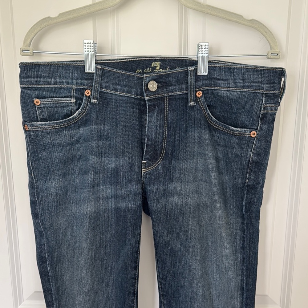 7 For All Mankind Blue Straight Leg Jeans - Picture 2 of 5